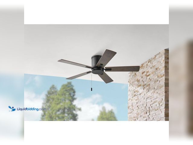 Lot 49-3564043 - Grantway 48 in. Indoor/Covered Outdoor Matte Black Low Profile Ceiling Fan Without Light with Pull C...