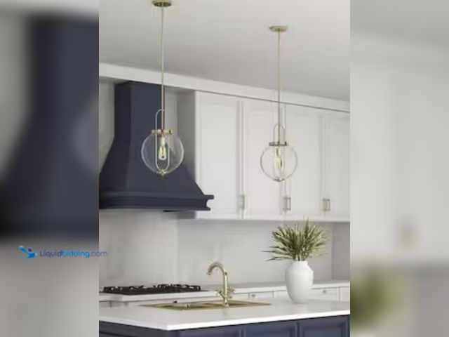 Lot 49-1830856 - Hampton Bay, Nelwyn 1-Light pendants
1Pair (2). Vintage Brass Finish with clear glass shade.