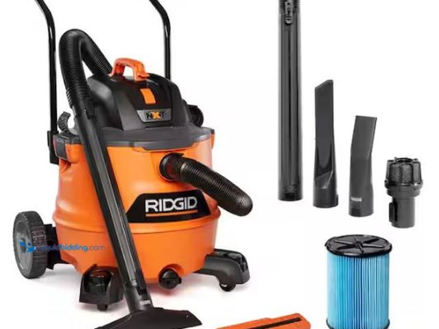Lot 49-1569262 - RIDGID 16 Gal. 6.5 Peak HP NXT Shop Vacuum Wet Dry Vac with Cart, Fine Dust Filter, Hose and Accesso...