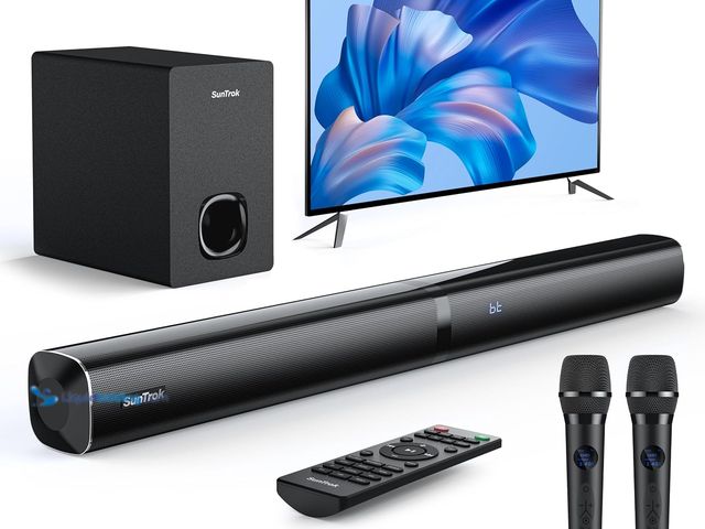 Lot 49-3533820 - Karaoke Soundbar with Subwoofer for TV: Sound Bar with 2 Wireless Microphones - Home Theater Surroun...