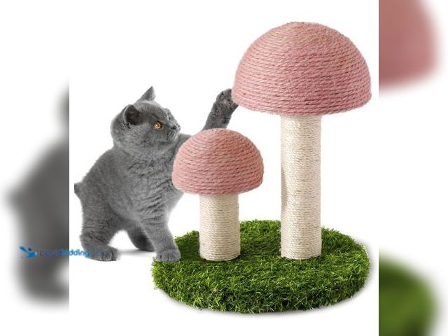 Lot 49-3473724 - Cat Scratching Post - Mushroom Cat Scratcher Featuring with Natural Sisal Caps Scratch Pole and Stur...