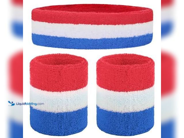 Lot 49-5538836 - GOGO Patriot Style Striped Athletic Headbands Unknown Amount in Box Unused