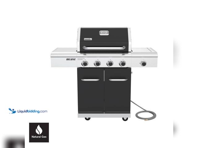 Lot 49-5425484 - Nexgrill Deluxe 4-Burner Natural Gas Grill in Black with Ceramic Searing Side Burner and Gourmet Plu...