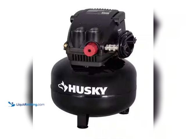 Lot 49-1569261 - Husky 3 Gal. 120 PSI Portable Electric Oil-Free Light Duty Pancake Air Compressor with Fold Down Han...