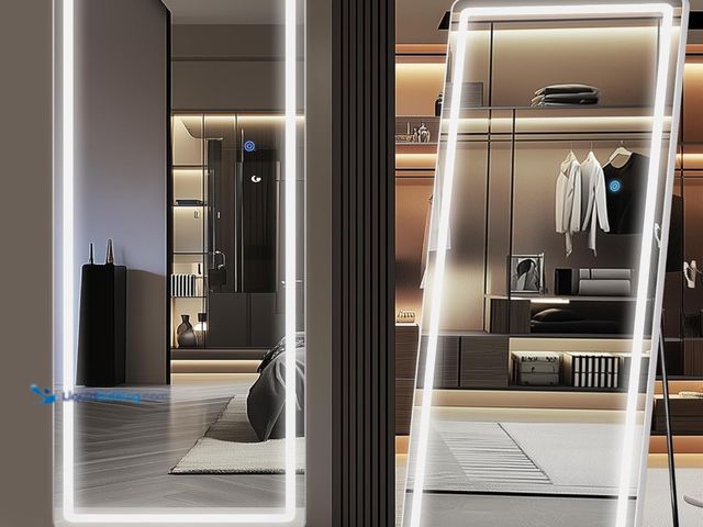 Lot 49-3465324 - LED Full Length Mirror, 70" x 26" Oversized LED Mirror Full Length Lighted Floor Standing ,Hanging M...