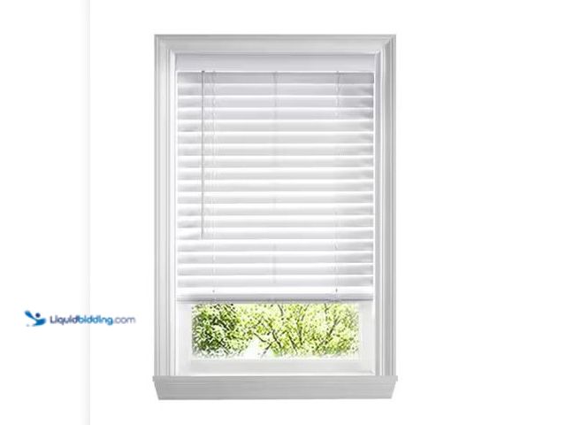 Lot 49-1577210 - Home Decorators Collection White Cordless Faux Wood Blinds for Windows with 2 in. Slats - 69.5 in. W...