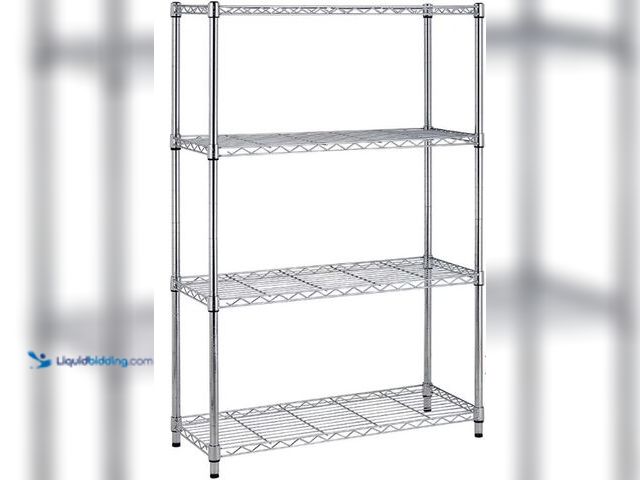 Lot 49-1625816 - BestOffice 4 Shelf Wire Shelving, Height Adjustable Metal Shelving, for 1000 LBS Capacity, Chrome, M...