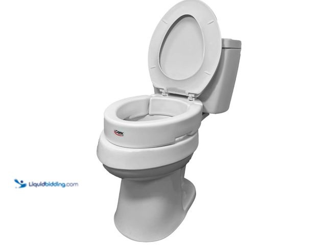 Lot 49-3431445 - Carex Health Brands Hinged Elongated Toilet Seat Riser, Adds 3.5 Inches of Height to Toilet, 300 Pou...