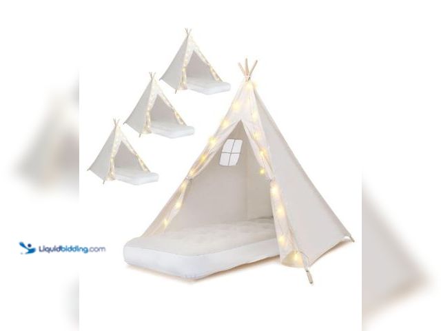 Lot 49-3473757 - Lot of (4) 4 Pack Teepee Tent for Kids [Thickened] with Light String and Inflatable Airbed, Slumber ...