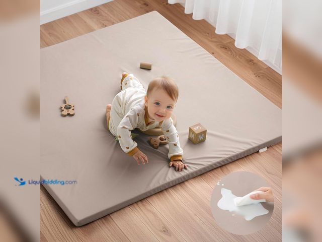 Lot 49-5483740 - Blissful Diary Vegan Leather Baby Play Mat, 50x50 Thicken Foam Cushioned & Waterproof Playpen Mat fo...