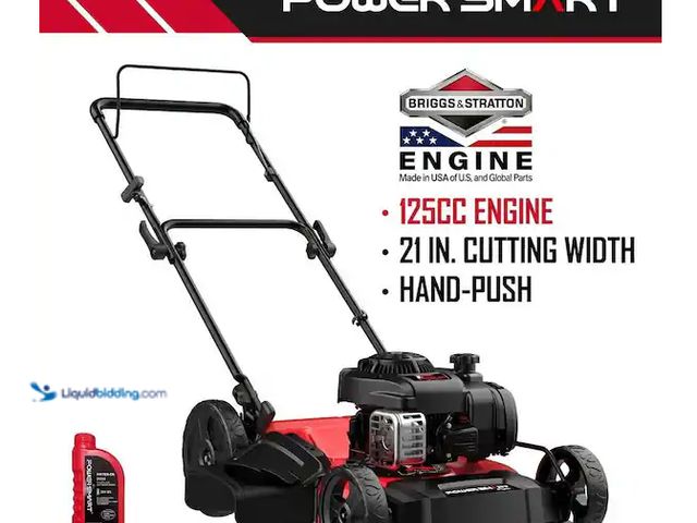 Lot 49-5545366 - PowerSmart
21 in. 2-in-1 125cc Gas Push Mower, Briggs and Stratton Engine, Quick Start, 6-Position ...