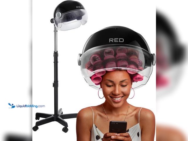 Lot 49-5488137 - RED by Kiss 3000 Ceramic Stand Hood Dryer with Digital Timer, Adjustable Height, 360° Wheels, 3 Temp...