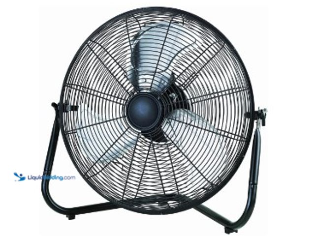 Lot 49-1625742 - Mainstays 20" 3-Speed High Velocity Tiltable Black Steel Floor Fan, Model # 846634950, Slightly used...