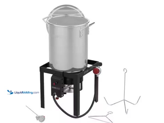Lot 49-1627434 - Even Embers 30 qt. Turkey Fryer Kit with TEMP-GUARD Model # GAS6030AS, Unused, Has Attachments  Ref#...