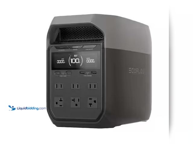 Lot 49-3637842 - EcoFlow 1800-Watt DELTA 3 Portable LFP Power Station, 1024Wh Battery Generator, Push-Button Start, H...