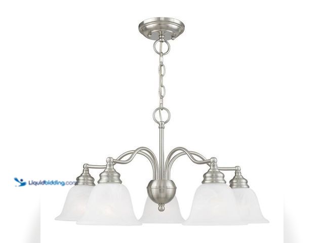 Lot 49-5454286 - Livex Lighting Essex 5-Light Brushed Nickel Semi Flush Mount/Convertible Chandelier Model # HD36949 ...