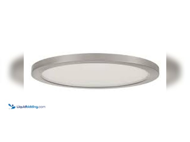 Lot 49-5485491 - Commercial Electric 15 in. Brushed Nickel New Ultra-Low Profile Integrated LED Flush Mount 5CCT (2-P...