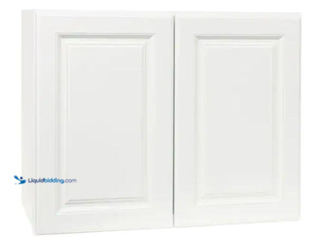 Lot 49-1624764 - Hampton Bay Hampton 30 in. W x 15 in. D x 24 in. H Assembled Wall Bridge Kitchen Cabinet in Satin Wh...