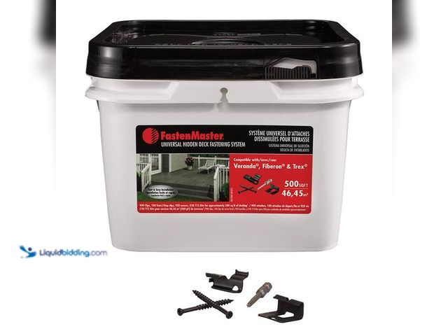 Lot 49-5406753 - Fasten Master Universal Hidden Deck Fastening System 500 sq.ft., Model # FMTHDCLIP-500, Unused, Tub ...
