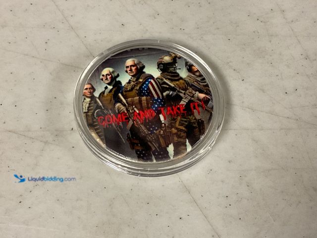 Lot 49-1830045 - 1 TROY OZ FINE SILVER COLORIZED “COME AND TAKE IT” DSS COLORBLASTS #COINS0219