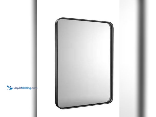Lot 49-2020981 - FIRNEWST Modern 30 in. W x 22 in. H Rectangle Black Framed Bathroom Vanity Mirror Wall Mirror with R...