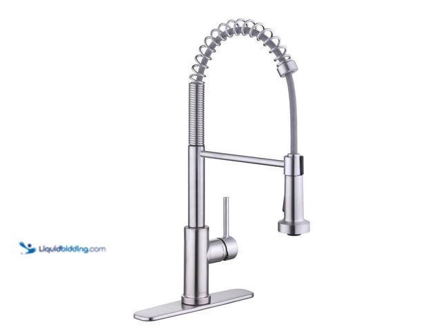 Lot 49-5449006 - Glacier Bay Paulina Single-Handle Spring Neck Pull Down Sprayer Kitchen Faucet in Stainless Steel, M...