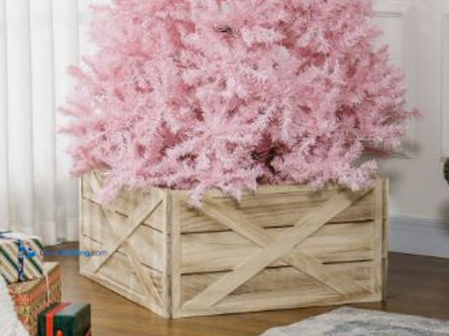 Lot 49-1544850 - Christmas Tree 24” Wood Box Collar Rustic Farmhouse Holiday, Model # 1007583355, Unused, Factory Pac...