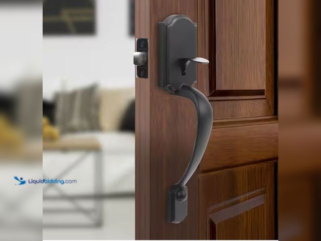 Lot 49-2005785 - Defiant Castle Matte Black Door Handleset with Hartford Knob, Model # HWX9G3, Unused, Has attachment...
