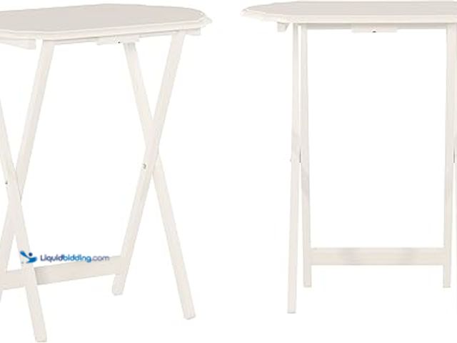 Lot 49-3531733 - Linon White Folding Set of 2 Audra Snack Tray, Model# B08BPKYCR1, Unused