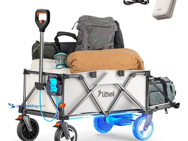 Lot 49-1574875 - Litheli Electric Wagon Cart with 1 Battery, All-Terrain Wheels & Variable Speed | 200L Capacity, 300...