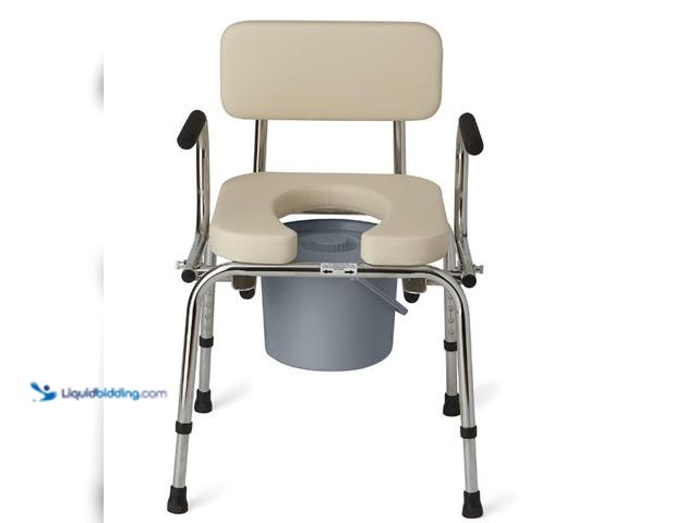 Lot 49-1577212 - Medline Drop Arm Commode with Padded Seat and Backrest, Durable Toilet Chair for Adults and Seniors,...