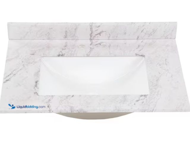 Lot 49-1550377 - Home Decorators Collection 31 in. W x 22 in. D Engineered Stone Composite White Rectangular Single S...