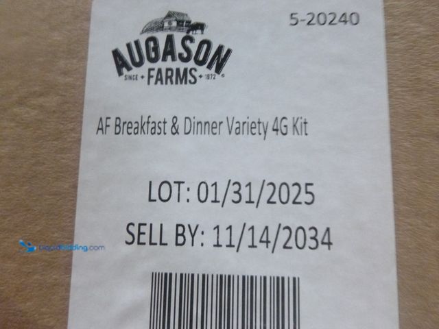 Lot 49-3466053 - Augason Farms Breakfast and Dinner Variety Pail Emergency Food Supply Everyday Meals 4 Gallon Pail M...