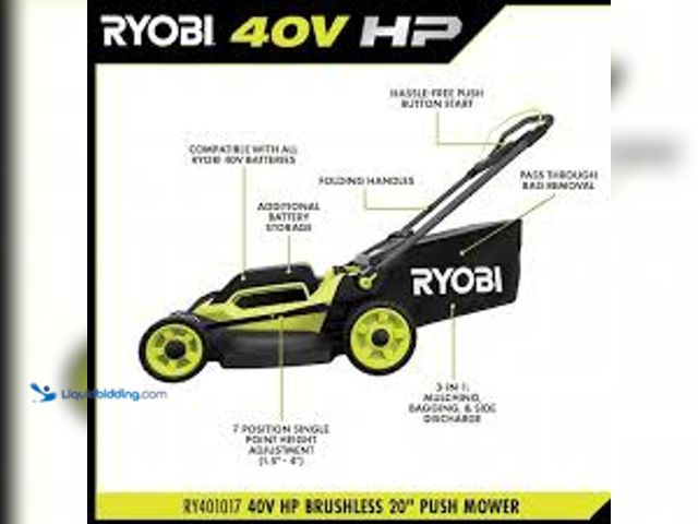 Lot 49-5475988 - RYOBI 40V HP Brushless 20 in. Cordless Electric Battery Walk Behind Self-Propelled Lawn Mower. Model...