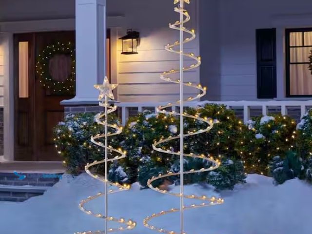 Lot 49-1541757 - Home Accents Holiday 2-Piece LED Spiral Trees Holiday Yard Decoration Y35, Model # TY-S46-C, Unused,...