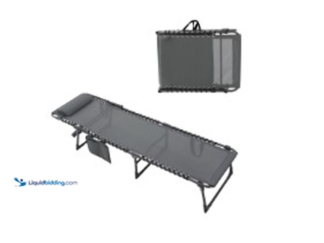 Lot 49-3618584 - VEIKOUS 4-Fold Outdoor Chaise Lounge Chair for Patio with Detachable Pocket and Pillow, Gray, Model ...