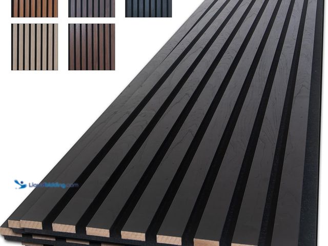 Lot 49-5452180 - NeatiEase Wood Slat Wall Panels, 4-Piece 96" x 12.6", Soundproof & Noise Cancelling, Acoustic Wall P...