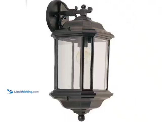 Lot 49-3611981 - Generation Lighting Kent 1-Light Black Outdoor 19.25 in. Wall Lantern Sconce, Model # 84032-12, Slig...