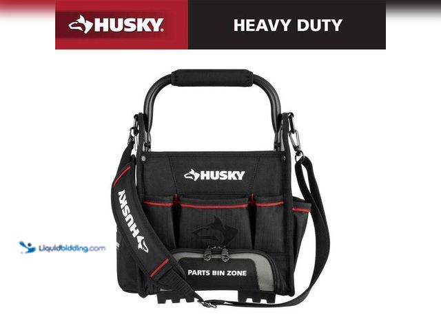 Lot 49-2024366 - Husky 10 in. Tool Tote with Integrated Parts Bin Zone. Model # 526-316. MSRP $45. Slightly used, scu...