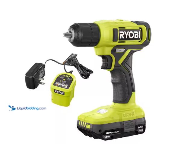 Lot 49-1514945 - RYOBI - ONE+ 18V Cordless 3/8 in. Drill/Driver Kit with 1.5 Ah Battery and Charger - Model #PCL201K1...