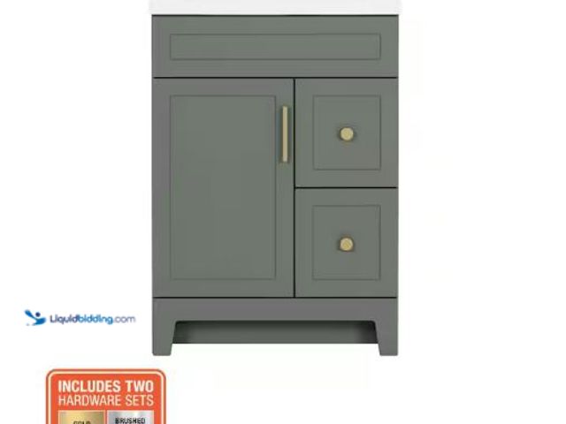 Lot 49-5514665 - Glacier Bay
Chasbury 25 in. Single Sink Palm Green Bath Vanity with White Cultured Marble Top (Asse...