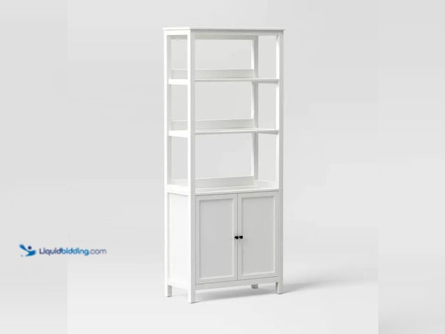 Lot 49-5538531 - 72" Bookcase Traditional With Three Open Shelves and Cabinet Classic White - Room Essentials™. Model...