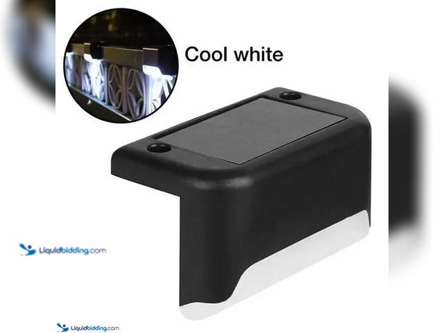 Lot 49-5388245 - Lot of 4 Solar Waterproof Deck Rail/Step Lights - Black Shell with Cool White Light - NEW -&nbsp; Di...