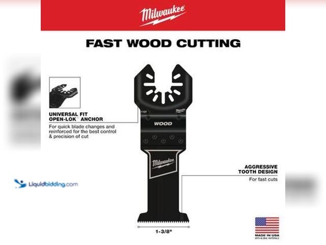 Lot 49-5544478 - Milwaukee 1-3/8 in. High Carbon Steel Universal Fit Wood Cutting Multi-Tool Oscillating Blade (1-Pac...