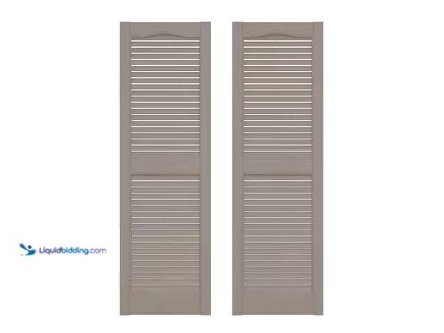 Lot 49-3639368 - Builders Edge 14.5 in. x 72 in. Louvered Vinyl Exterior Shutters Pair in Clay, Model: 010140072008, ...