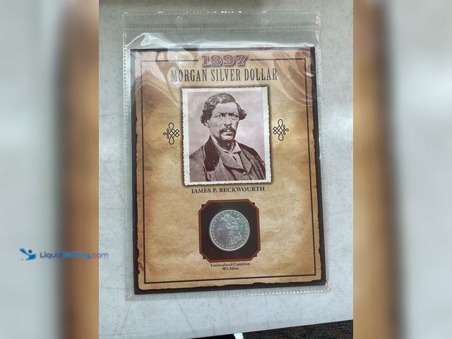 Lot 49-1505014 - 1897 MORGAN SILVER DOLLAR UNCIRCULATED CONDITION 90% SILVER JAMES P BECKWOURTH SLEEVE #COINS0122