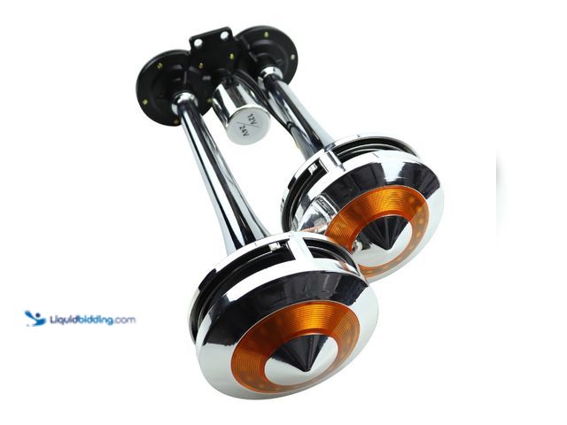Lot 49-5413821 - 2PCS 12/24V Universal Horn With Light Air Horn Dual Trumpet Compressor Air Horn for Car Truck Train ...
