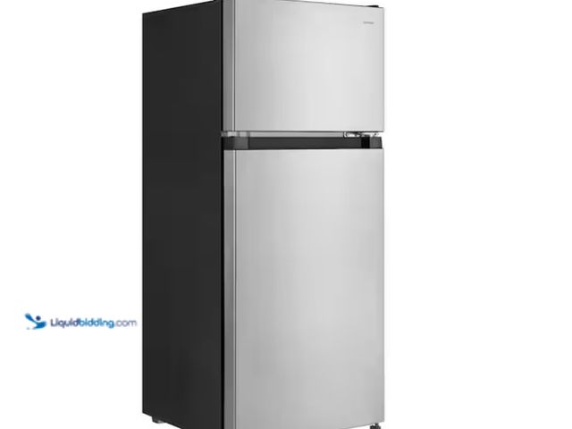 Lot 49-1575787 - Vissani 4.5 cu. ft. 2-Door Mini Refrigerator in Platinum Steel with Freezer, Model # HVDR45PS, Unuse...