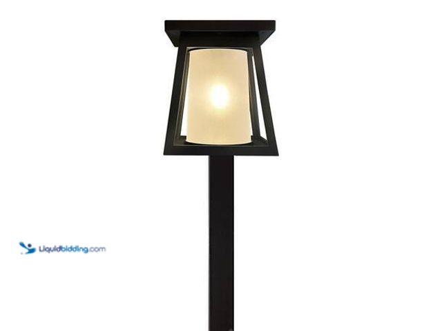 Lot 49-3566661 - qty 5 - Monteaux Lighting Black Integrated LED Outdoor Solar Pathway Light with Frosted Glass Model ...