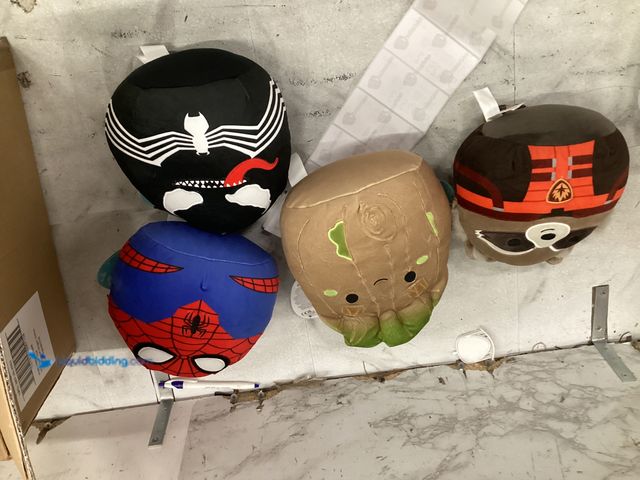 Lot 49-5542527 - 4 Pack Mini Squishmallow Set, Spider-Man, Venom, Rocket, Groot, Factory Sealed